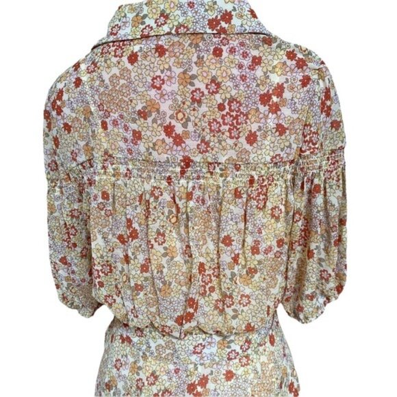 Free People Bonnie Mini Dress in Tea Combo Pale Yellow Floral Size XS NWT - Picture 8 of 14